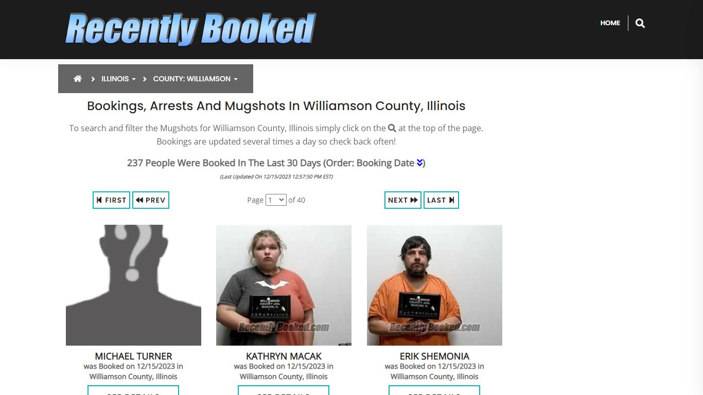 Recent bookings, Arrests, Mugshots in Williamson County, Illinois