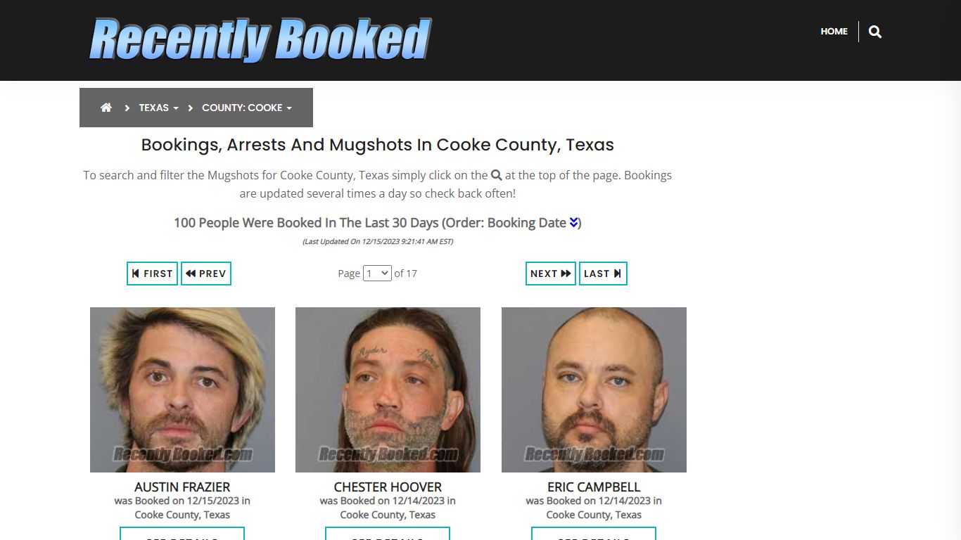 Recent bookings, Arrests, Mugshots in Cooke County, Texas - Recently Booked