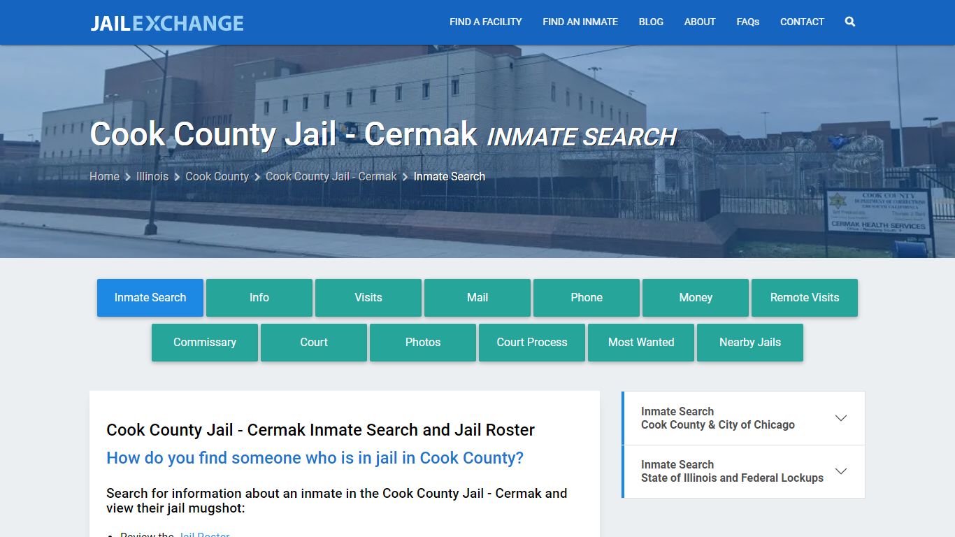 Inmate Search: Roster & Mugshots - Cook County Jail - Cermak, IL